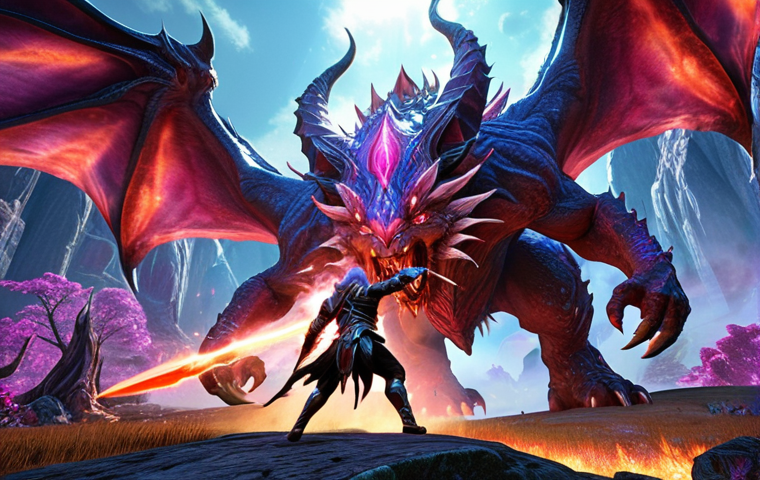 **Aion rare item drop**: A fierce warrior battling a massive, fantastical monster in a vibrant Aion landscape, with a shimmering rare item highlighted mid-drop.